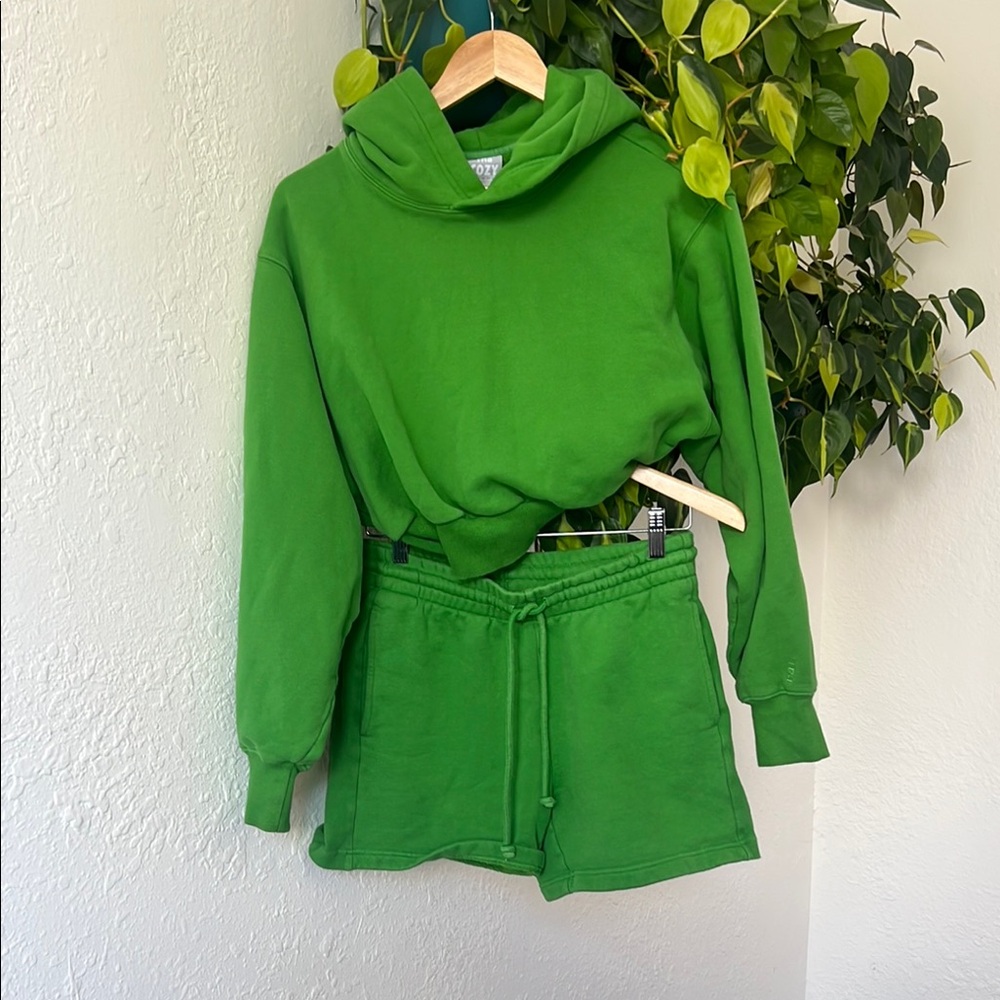TNA Cozy Bright Green Hoodie & Short Set